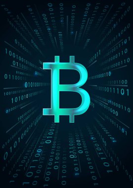 Bitcoin sembol ve ikili kod.