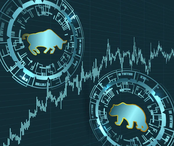 Símbolos de touros e ursos e tabela de preços . —  Vetores de Stock