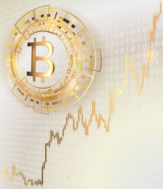 Parlak bir arka plan Bitcoin sembolü.