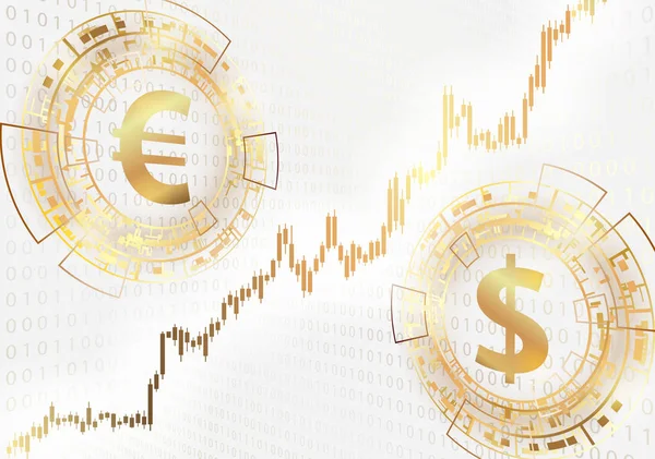 Symboly eura a dolaru a graf. — Stockový vektor