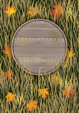 Ahşap tahtayla sonbahar arkaplanı