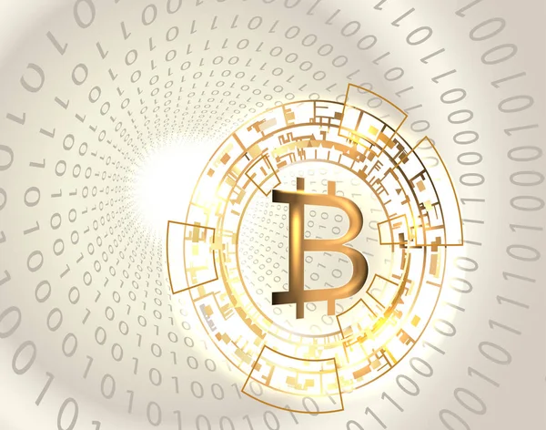 Bitcoin symbol and binary code. — Stock Vector