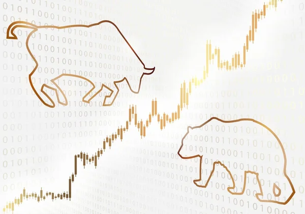 Símbolos de touros e ursos e um mapa de existências . —  Vetores de Stock