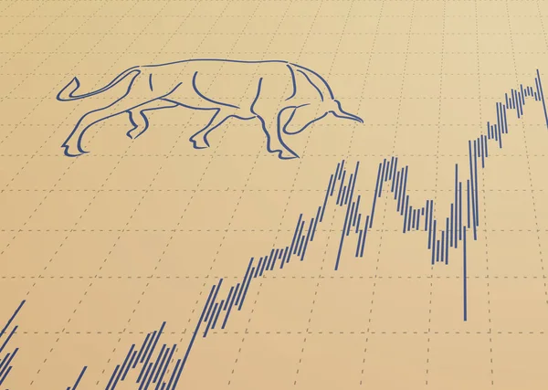 Burzovní graf a bull symbol. — Stockový vektor
