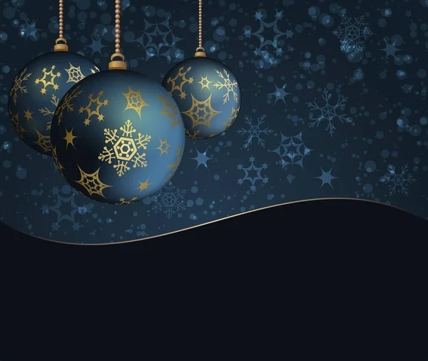 Eleganter dunkler Hintergrund mit Weihnachtskugeln. — Stockvektor