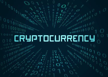 İkili kod ve yazıt cryptocurrency.