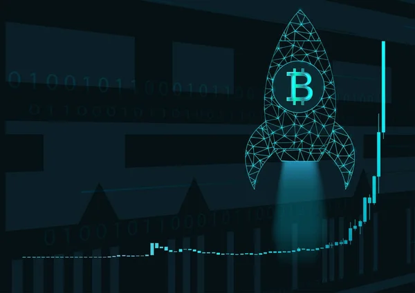 Bitcoin fiyat tablosu ve roket.