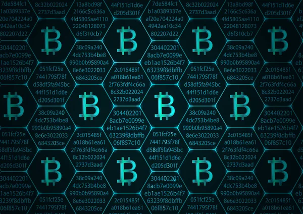 Bitcoin-Blockchain-Konzept. — Stockvektor