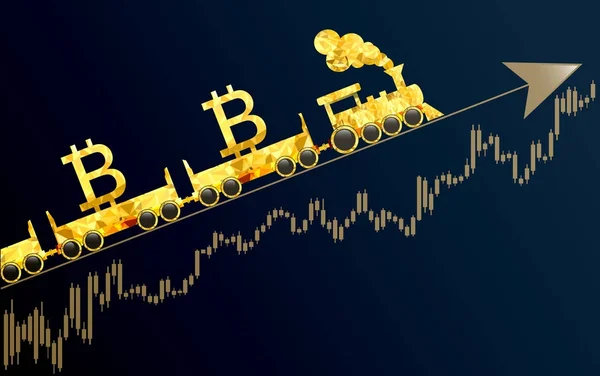 Bitcoin jako jedoucí vlak — Stockový vektor