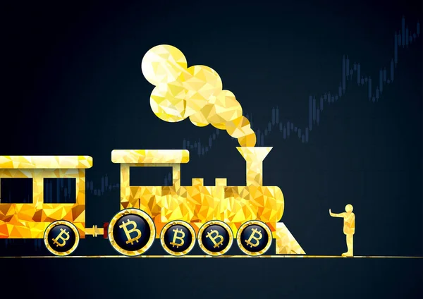 Bitcoin como un tren de velocidad . — Vector de stock