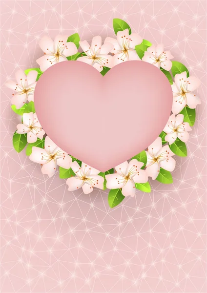 Valentine's achtergrond met een hart-symbool en bloemen. — Stockvector