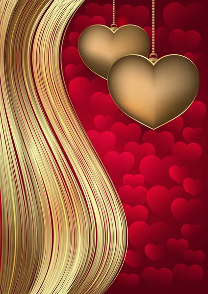 Valentine's background with golden hearts. — Stock Vector