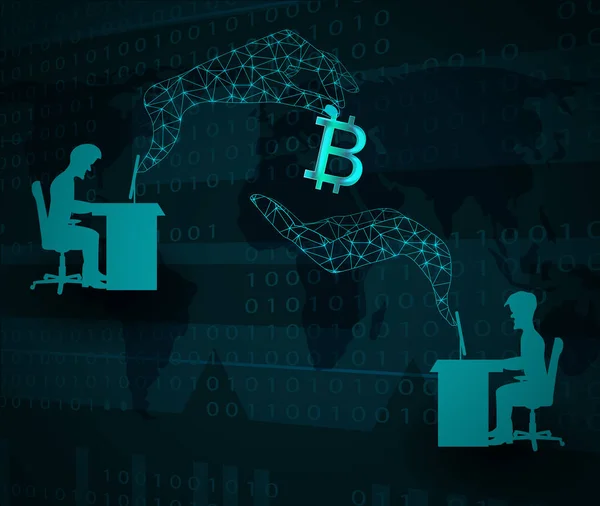 Küresel bitcoin ödemeler kavramı.