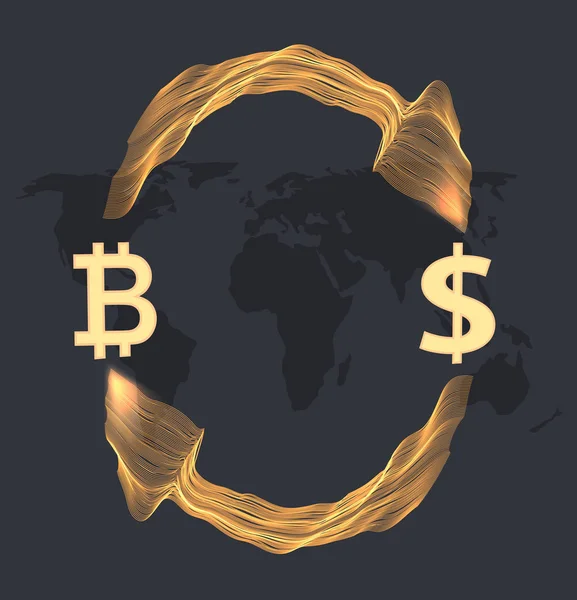 Bitcoin taux de change au dollar . — Image vectorielle