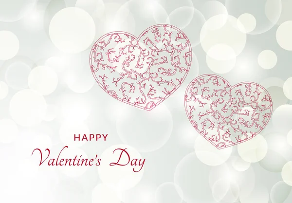 Bright valentine's day greeting background with hearts. — Stock Vector