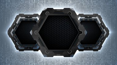 Modern background with dark futuristic hexagons.