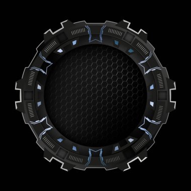 Geleceksel tasarım için yuvarlak metalik çerçeve.