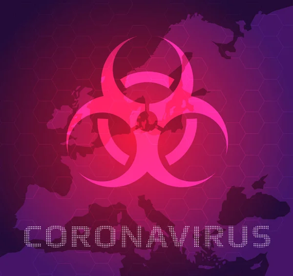 Coronavirus Infecte Europe Symbole Risque Biologique Carte Europe — Image vectorielle