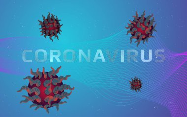 Soyut arkaplanda Coronavirus çizimi. Vektör illüstrasyonu.