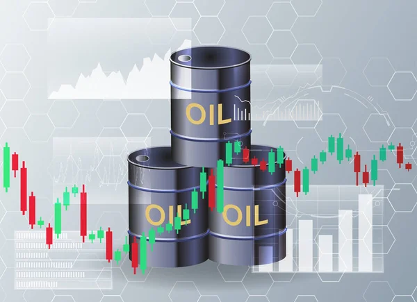 Barriles Petróleo Charts Stock Concepto Comercio Mundial Petróleo Vector Ilustración — Vector de stock