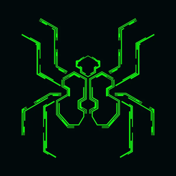 Abstraktní Symbol Pavouka Tmavém Pozadí Futuristická Vektorová Ilustrace — Stockový vektor