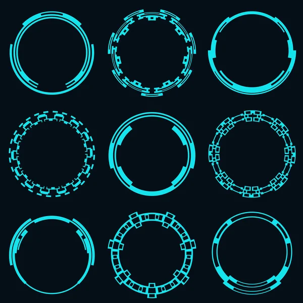 Zestaw Okrągłych Elementów Dla Interfejsu Hud Circular Tech Elements Ilustracja Grafika Wektorowa