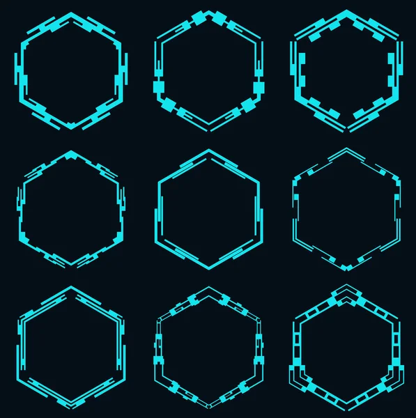 Ensemble Hexagones Futuristes Pour Interface Hud Sci Interface Elements Illustration — Image vectorielle