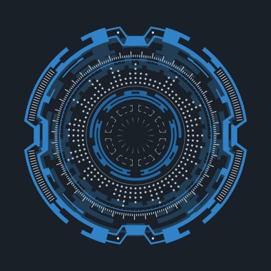 Hud arayüzü için gelecek yuvarlak öge. Modern gösterge kavramı. Vektör illüstrasyonu