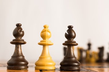 Satranç tahtasında fotoğraflanmış.