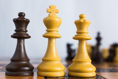 Satranç tahtasında fotoğraflanmış.