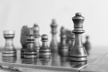 Satranç tahtasında fotoğraflanmış.