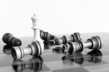 Satranç tahtasında fotoğraflanmış.