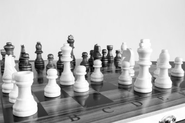 Satranç tahtasında fotoğraflanmış.