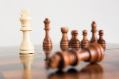 Satranç tahtasında fotoğraflanmış.