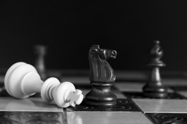 Satranç tahtasında fotoğraflanmış.