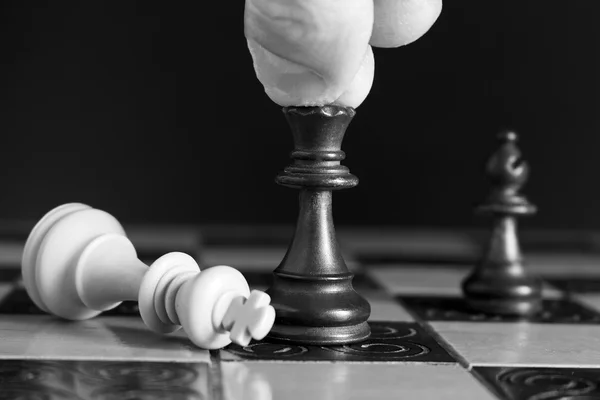 Chess photographed on a chessboard — Stock Photo, Image