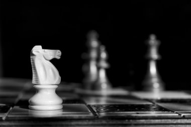 Satranç tahtasında fotoğraflanmış.