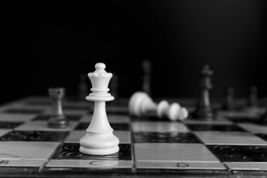 Satranç tahtasında fotoğraflanmış.