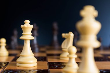 Satranç tahtasında fotoğraflanmış.