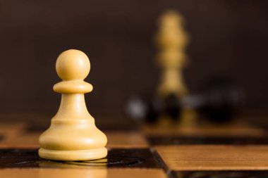 Satranç tahtasında fotoğraflanmış.