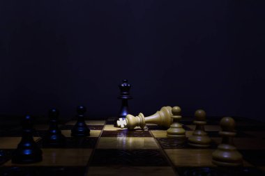 Satranç tahtasında fotoğraflanmış.