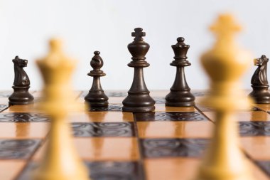 Satranç tahtasında fotoğraflanmış.