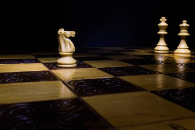 Satranç tahtasında fotoğraflanmış.