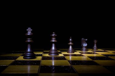 Satranç tahtasında fotoğraflanmış.