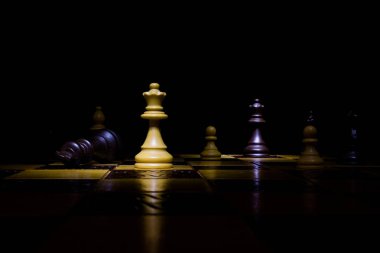 Satranç tahtasında fotoğraflanmış.