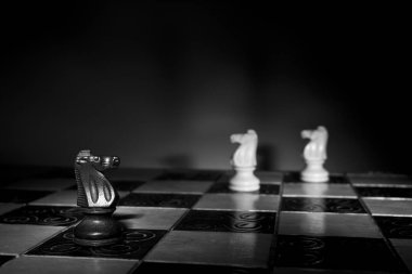 Satranç tahtasında fotoğraflanmış.