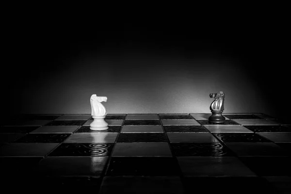 Échecs photographiés sur un échiquier — Photo