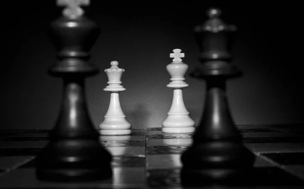 Xadrez fotografado num tabuleiro de xadrez  .... — Fotografia de Stock