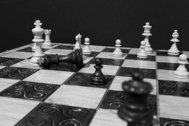 Satranç tahtasında fotoğraflanmış.