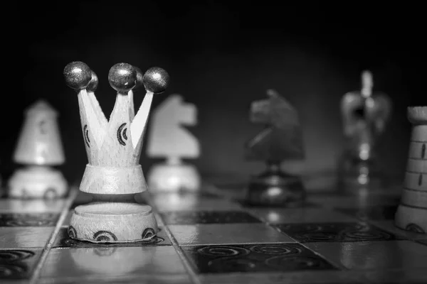 Chess photographed on a chess board — Stock Photo, Image